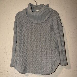 if it were me Light Gray Cable Knit Turtleneck Sweater